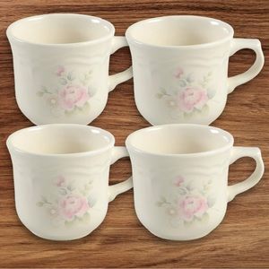 Pfaltzgraff Tea Rose: Stoneware - Set of 4 Flat Cups